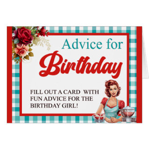 Classic Blue Birthday Party Advice Table Card
