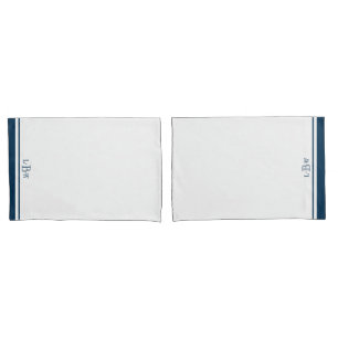 Classic Blue Border Monogrammed Pillowcase