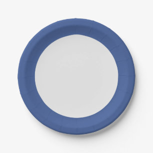 Classic Blue Border Paper Plate – Customizable