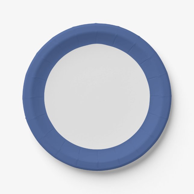 Classic Blue Border Paper Plate – Customizable (Front)