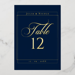 Classic Blue Border Wedding Table Number Sign