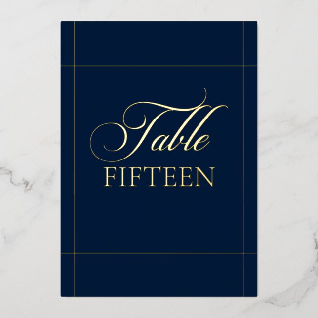 Classic Blue Border Wedding Table Number Sign (Front)