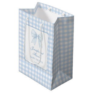 Classic blue bow baby shower thank you gift bags