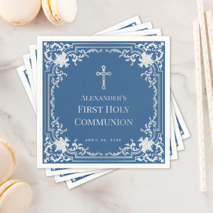Classic Blue Boy First Communion Vintage Elegant Napkin