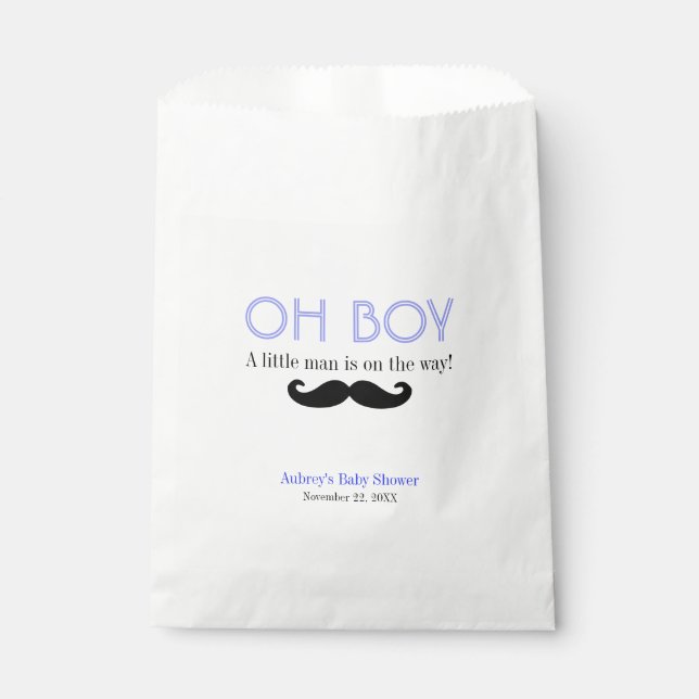 Classic Blue Boy Little Man Baby Shower Party Favour Bag (Front)