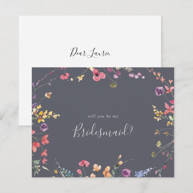 Classic Blue Bridesmaid Proposal Note Card (Front/Back)