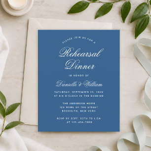 Classic Blue Budget Rehearsal Dinner Invitation