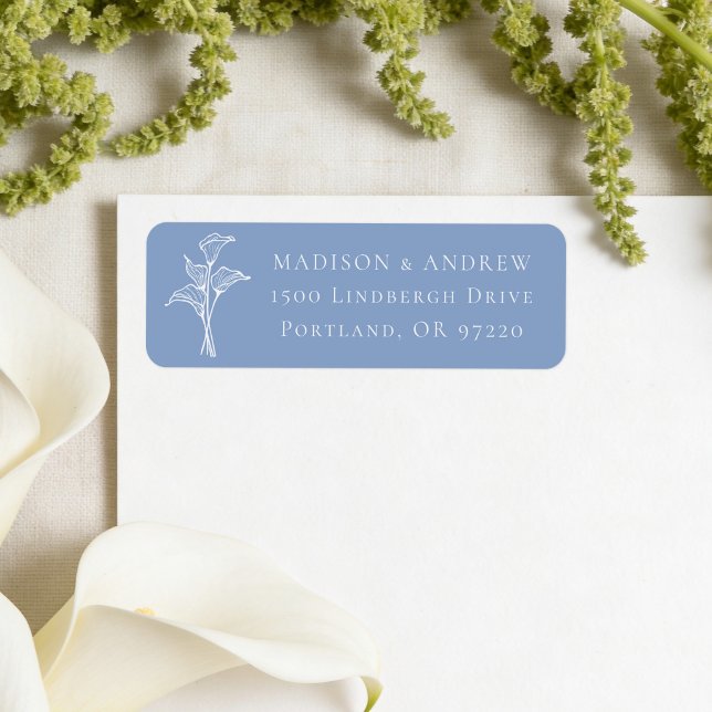 Classic Blue Calla Lily Wedding Return Address (Creator Uploaded)