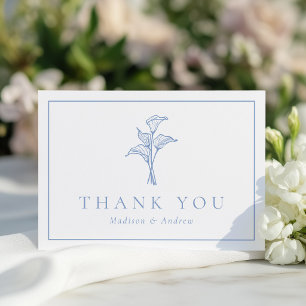Classic Blue Calla Lily Wedding Thank You Card
