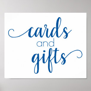 Classic Blue Calligraphy Cards and Gifts Sign