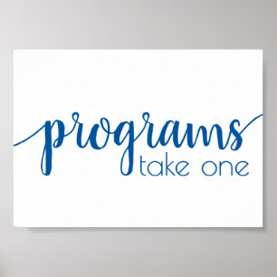 Classic Blue Calligraphy   Programs Table Sign