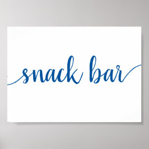Classic Blue Calligraphy   Script Snack Table Sign