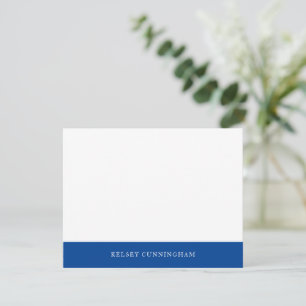 Classic Blue Colour Block Name Flat Card