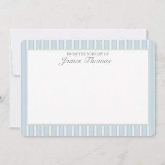 Classic Blue & Cream Striped Nursery Note Card