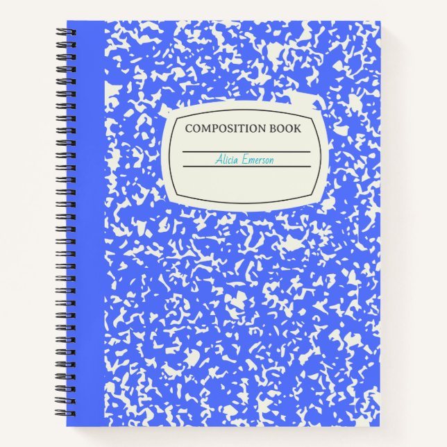 Classic Blue Customizable Composition  Notebook (Front)