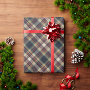 Classic Blue Dark Green Red Plaid Pattern Holiday Wrapping Paper