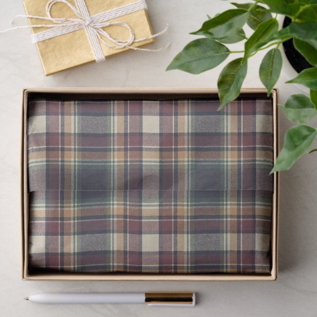 Classic Blue Dark Green Red Plaid Tissue Paper (Gift)