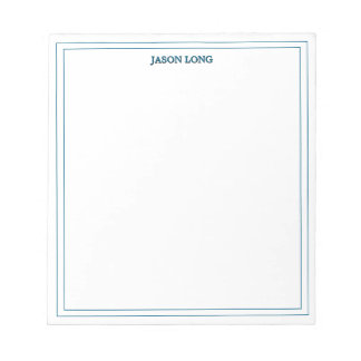 Classic Blue Double Border Personalized Notepad