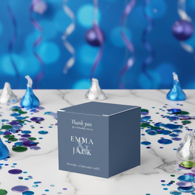 Classic Blue Elegant Serif Font modern ampersand Favor Box (Classic Blue Elegant Serif Font modern ampersand Favor Boxes.)