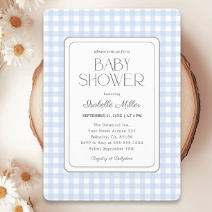 Classic Blue En vichy Boy Baby shower Invitation