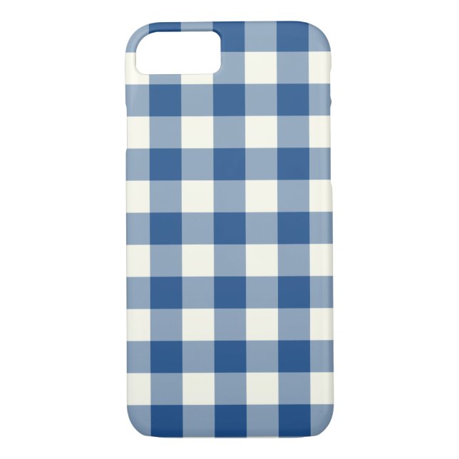 Classic Blue En vichy Motif iPhone 7 Coque (Dos)