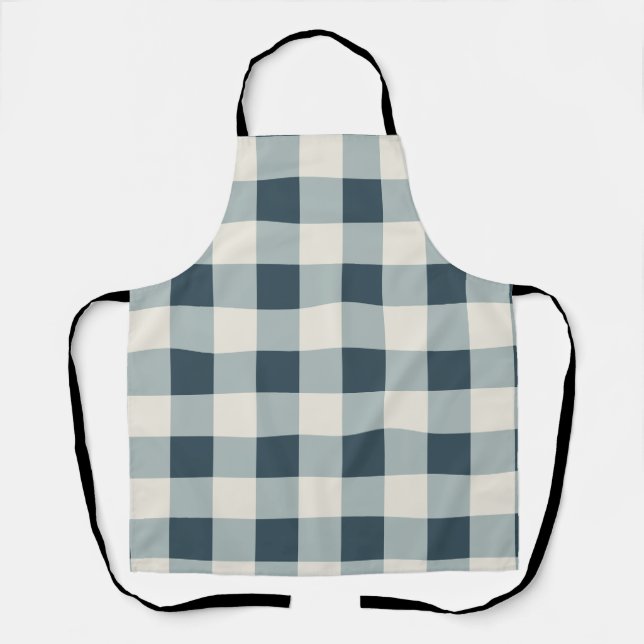 Classic Blue Farmhouse Gingham Style Apron (Front)