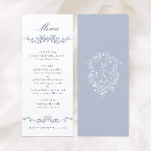 Classic Blue Floral Border Wedding Menu