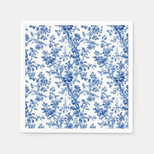 Classic Blue Floral Toile Garden Party Paper Napki Napkin