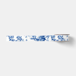 Classic Blue Floral Toile Garden Party Satin Ribbo Ribbon