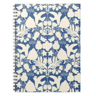 Classic Blue Folk Art Otomi Symmetrical Pattern Notebook