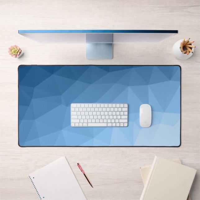 Classic Blue geometric mesh ombre pattern Desk Mat (Office 1)