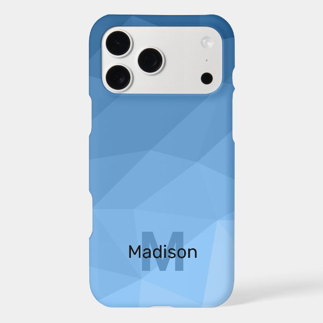 Classic Blue geometric mesh ombre pattern Monogram (Back)