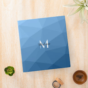 Classic Blue geometric mesh ombre pattern Monogram Binder