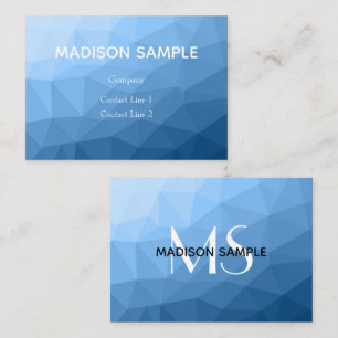 Classic Blue geometric mesh ombre pattern Monogram Business Card
