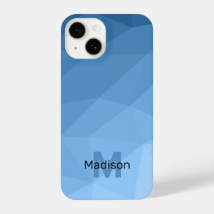 Classic Blue geometric mesh ombre pattern Monogram iPhone 14 Case