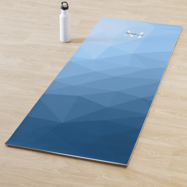 Classic Blue geometric mesh ombre pattern Monogram Yoga Mat (In Situ)