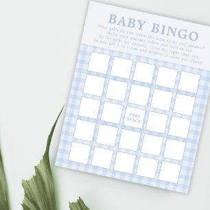 Classic Blue Gingham Boy Baby Bingo Game Cards