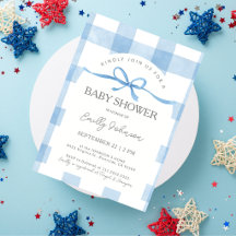 Classic Blue Gingham Boy Baby Shower