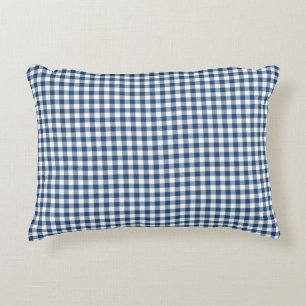 Classic Blue Gingham Pattern Accent Pillow