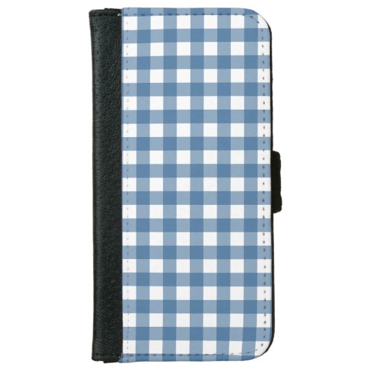 Classic Blue Gingham Pattern iPhone 6 Wallet Case