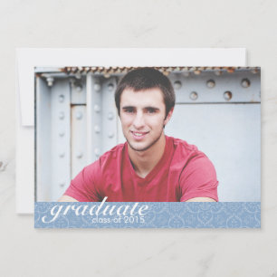 Classic Blue Graduation Announcement - Invite