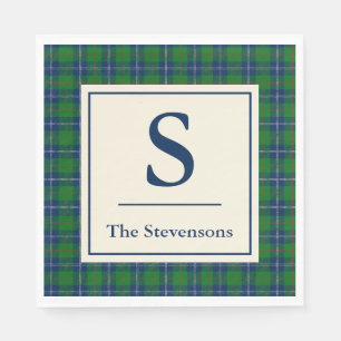 Classic Blue Green Tartan Plaid Personalized  Napkin