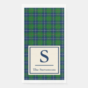 Classic Blue Green Tartan Plaid Personalized  Napkin