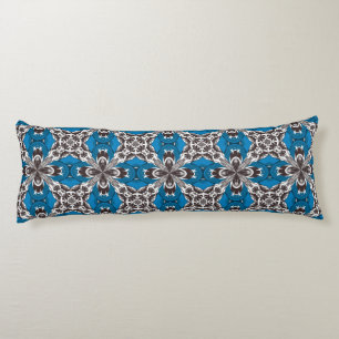 Classic Blue Grey and White Repeat Tile Pattern Body Pillow