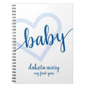 Classic Blue Heart   Flourish Baby Scrapbook Notebook