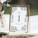 Classic Blue Hydrangea Flower Large Table Number<br><div class="desc">This beautiful design features an all around frame of blue hydrangea blooms and your custom text.  Use the template form to add your information.</div>