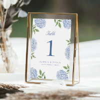 Classic Blue Hydrangea Flower Large Table Number