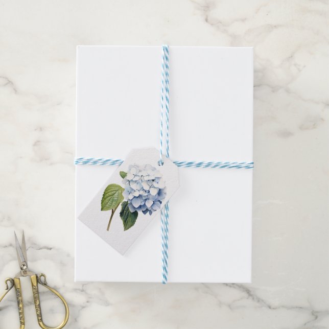Classic Blue Hydrangea Personalized Gift Tags (With Twine)