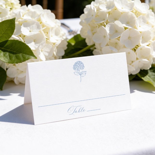 Classic Blue Hydrangea Wedding Place Card (Creator Uploaded)
