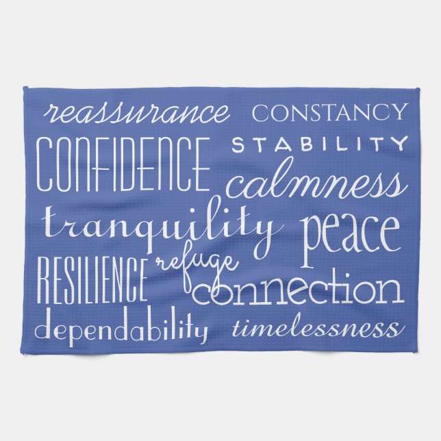 Classic Blue in Words Kitchen Towel (Horizontal)